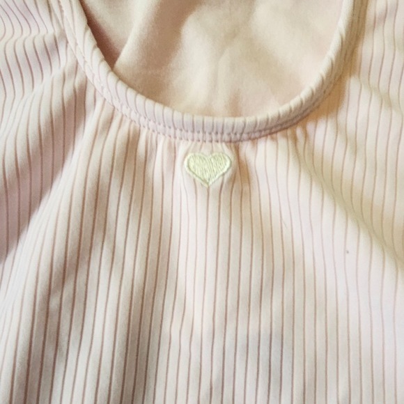 Stoney Clover Lane for Target Pink Ribbed One Piece Swimsuit Heart Accent Medium - Picture 5 of 7